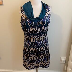 Ted Baker London Silk Geometric Cowl Neck Dress